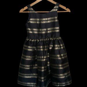👣 5/$25 - Navy Formal Dress with Gold/Silver Stripes